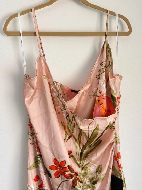 NWT Lulus Remarkable Entrance Pink Floral Print Satin Midi Dress Size XL - Picture 6 of 9